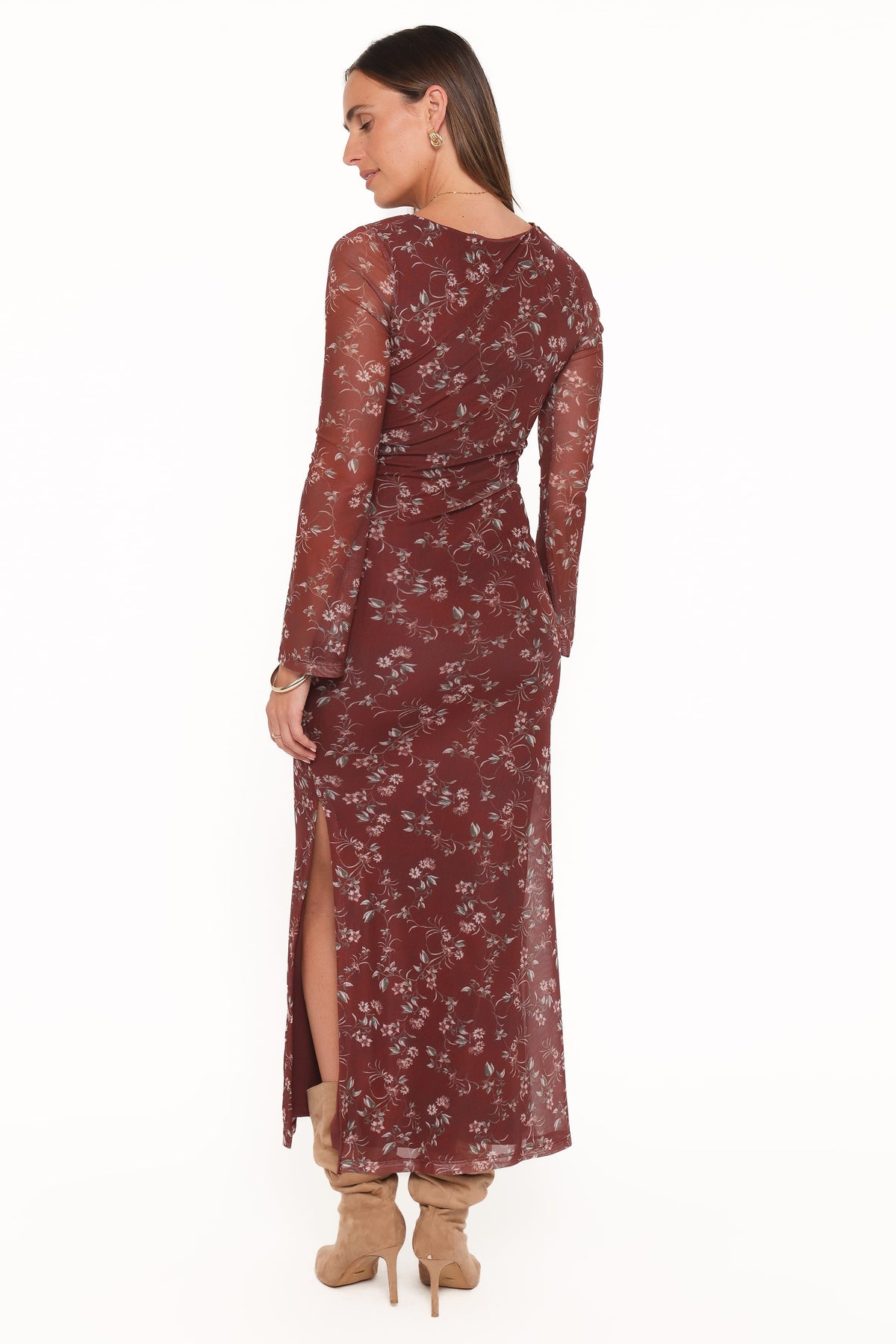 Petal and Pup USA DRESSES Nash Long Sleeve Dress - Rust Floral