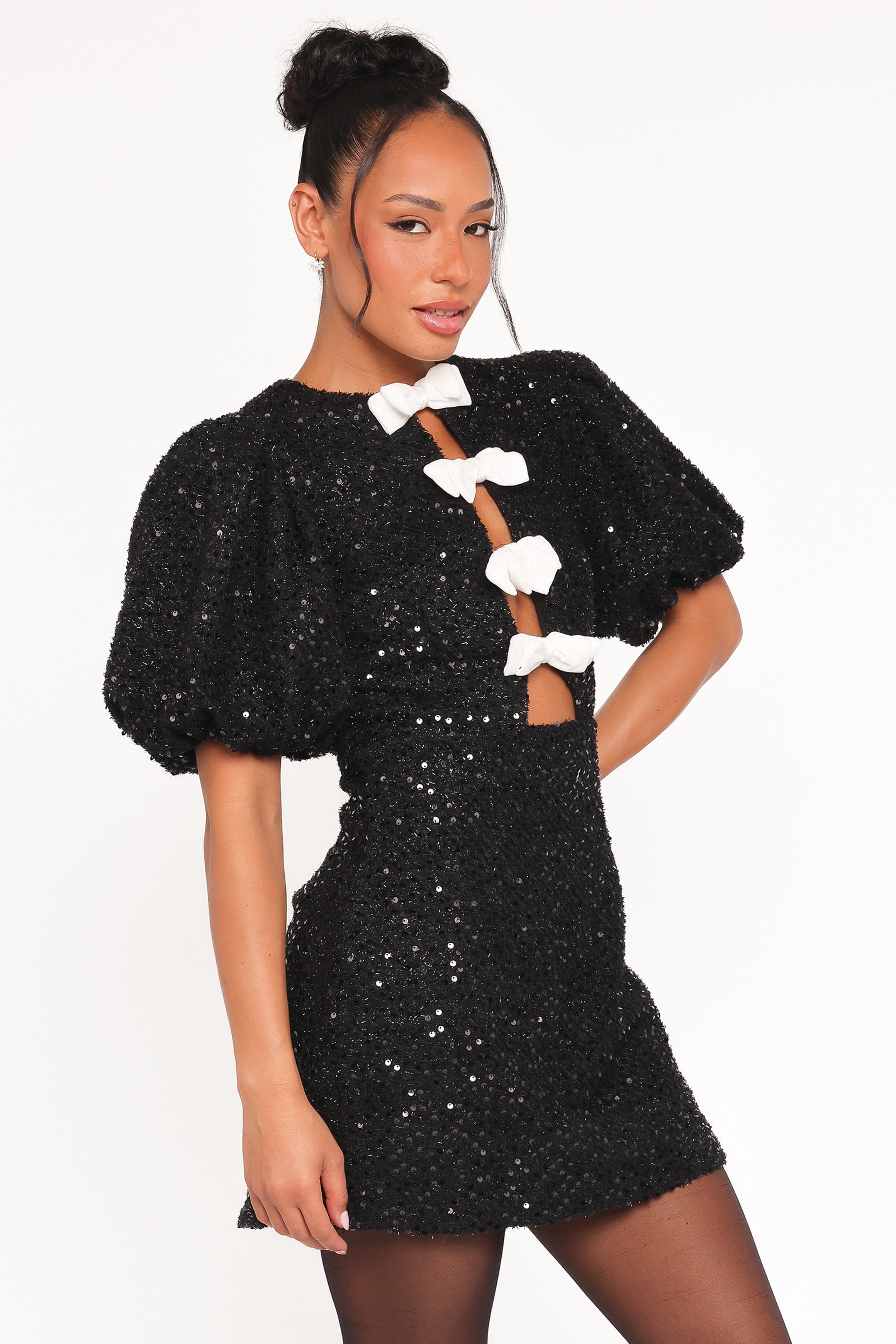 Petal and Pup USA DRESSES Natasha Boucle Mini Dress - Black