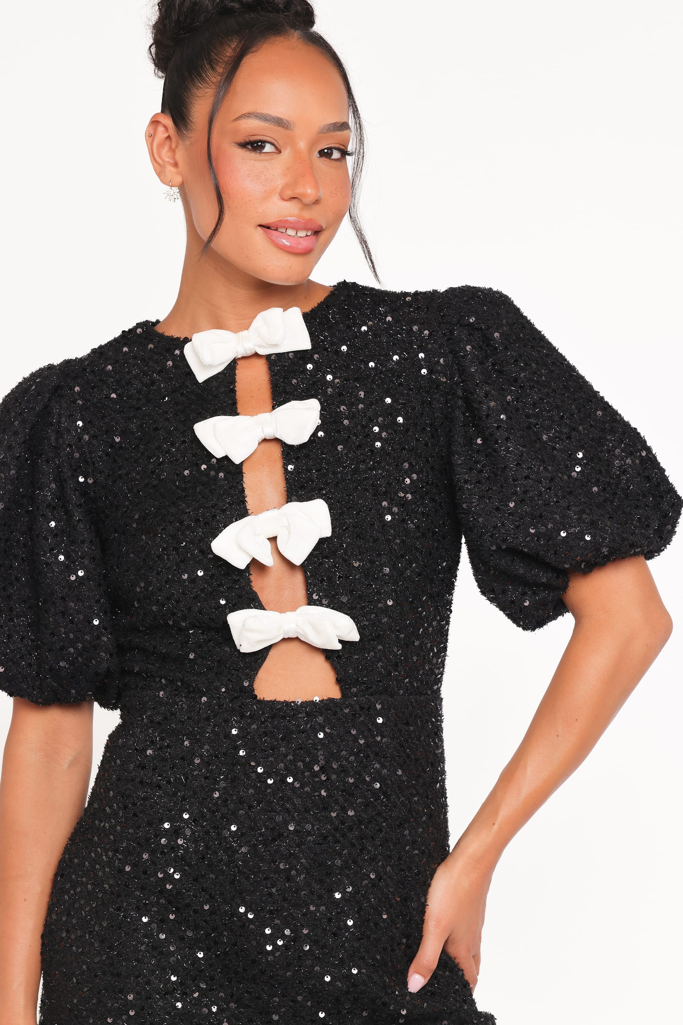 Petal and Pup USA DRESSES Natasha Boucle Mini Dress - Black