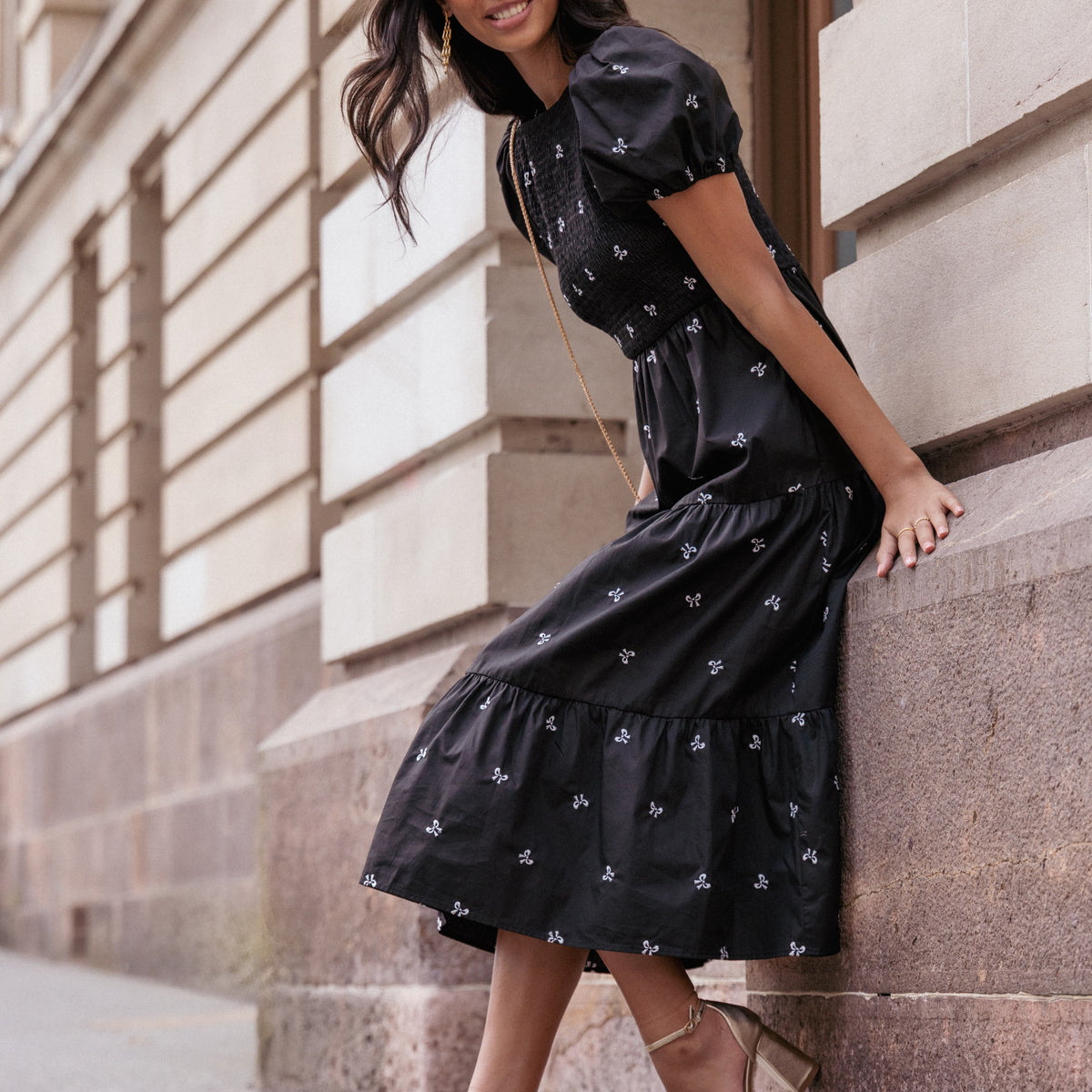 shirred polka dot midi dress SELF-PORTRAIT BANGKOK | Gorgeous @vatanika in SHIRRED POLKA DOT MIDI DRESS