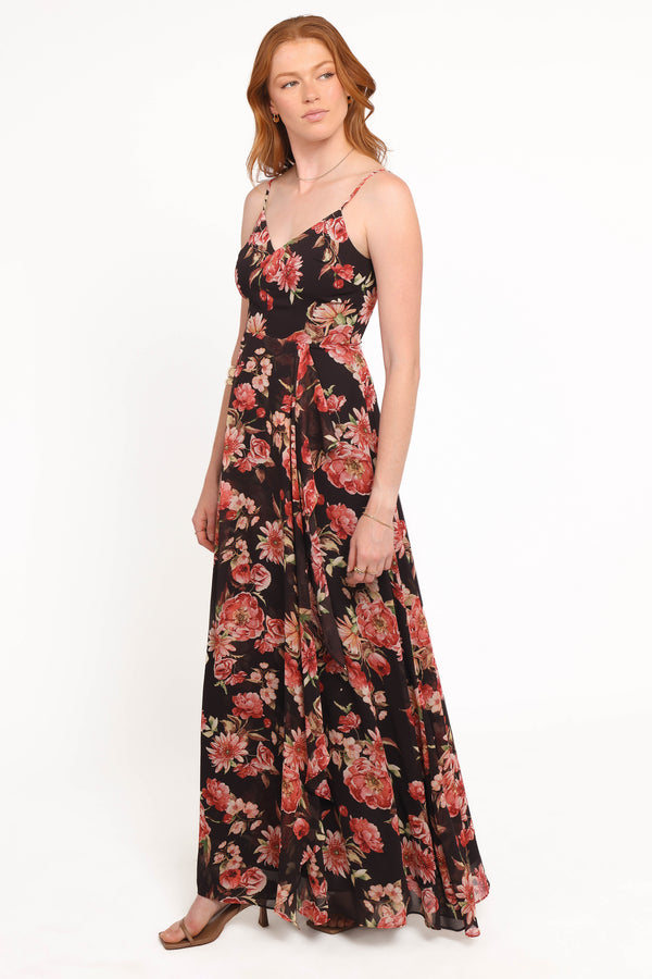 Petal and Pup USA DRESSES Naver Maxi Dress - Black Floral