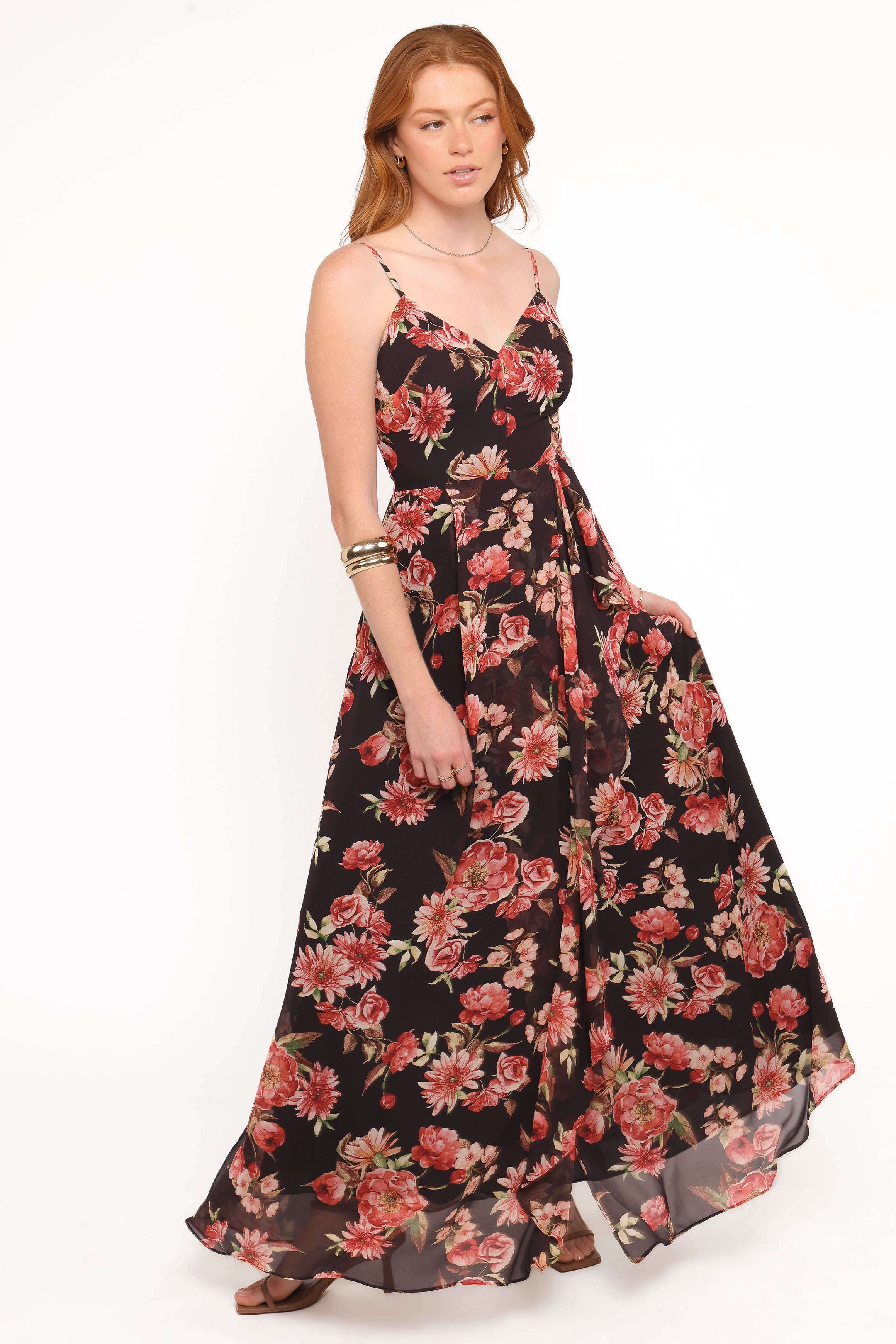 Petal and Pup USA DRESSES Naver Maxi Dress - Black Floral