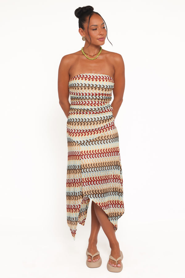 Petal and Pup USA DRESSES Navia Midi Dress - Multi Stripe