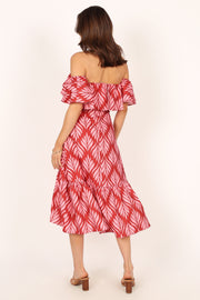 Neoma Strapless Midi Dress - Red Palm Print - Petal & Pup USA