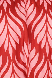 Petal and Pup USA DRESSES Neoma Strapless Midi Dress - Red Palm Print