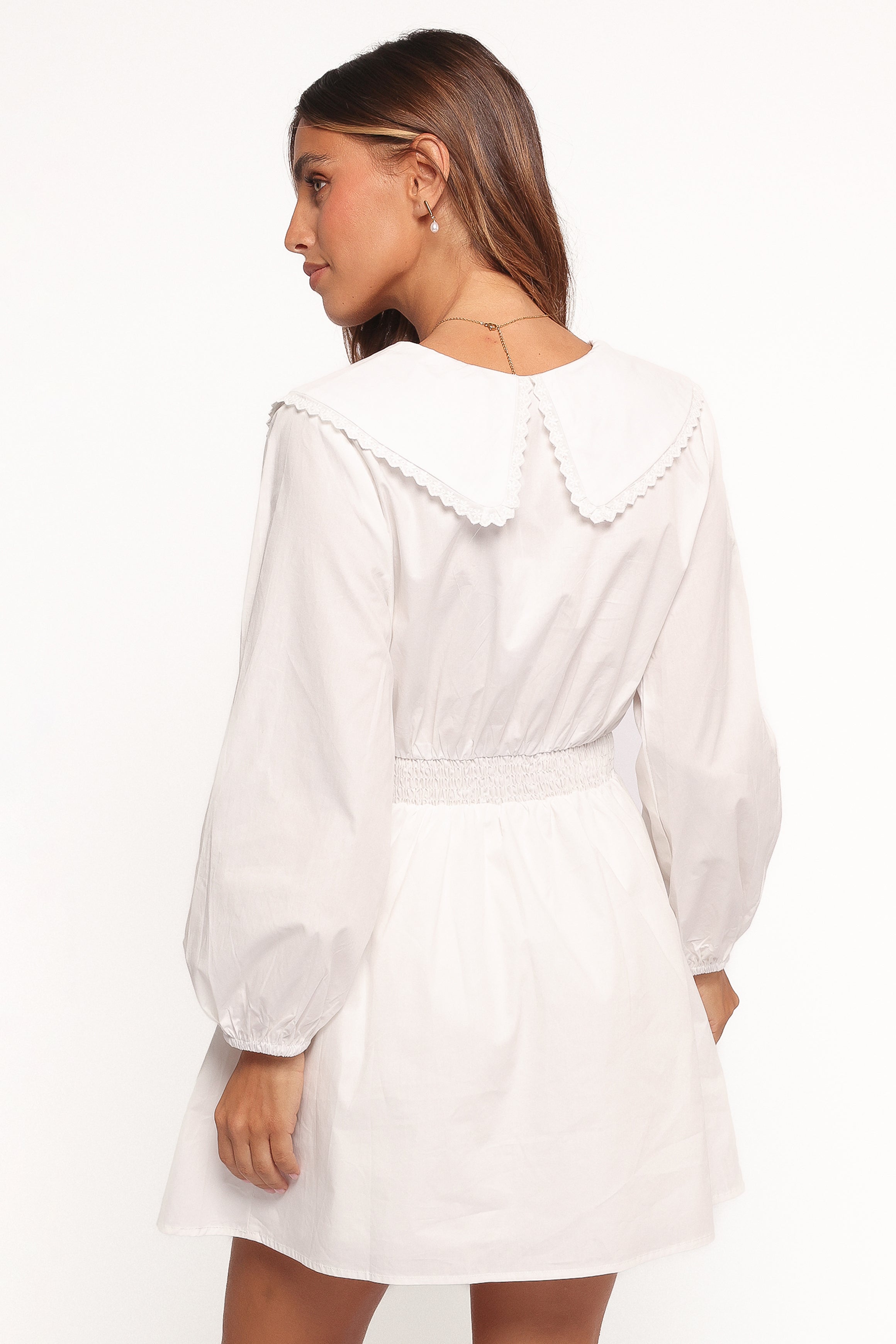 Petal and Pup USA DRESSES Nerida Long Sleeve Mini Dress - White (Hold for Amazon)