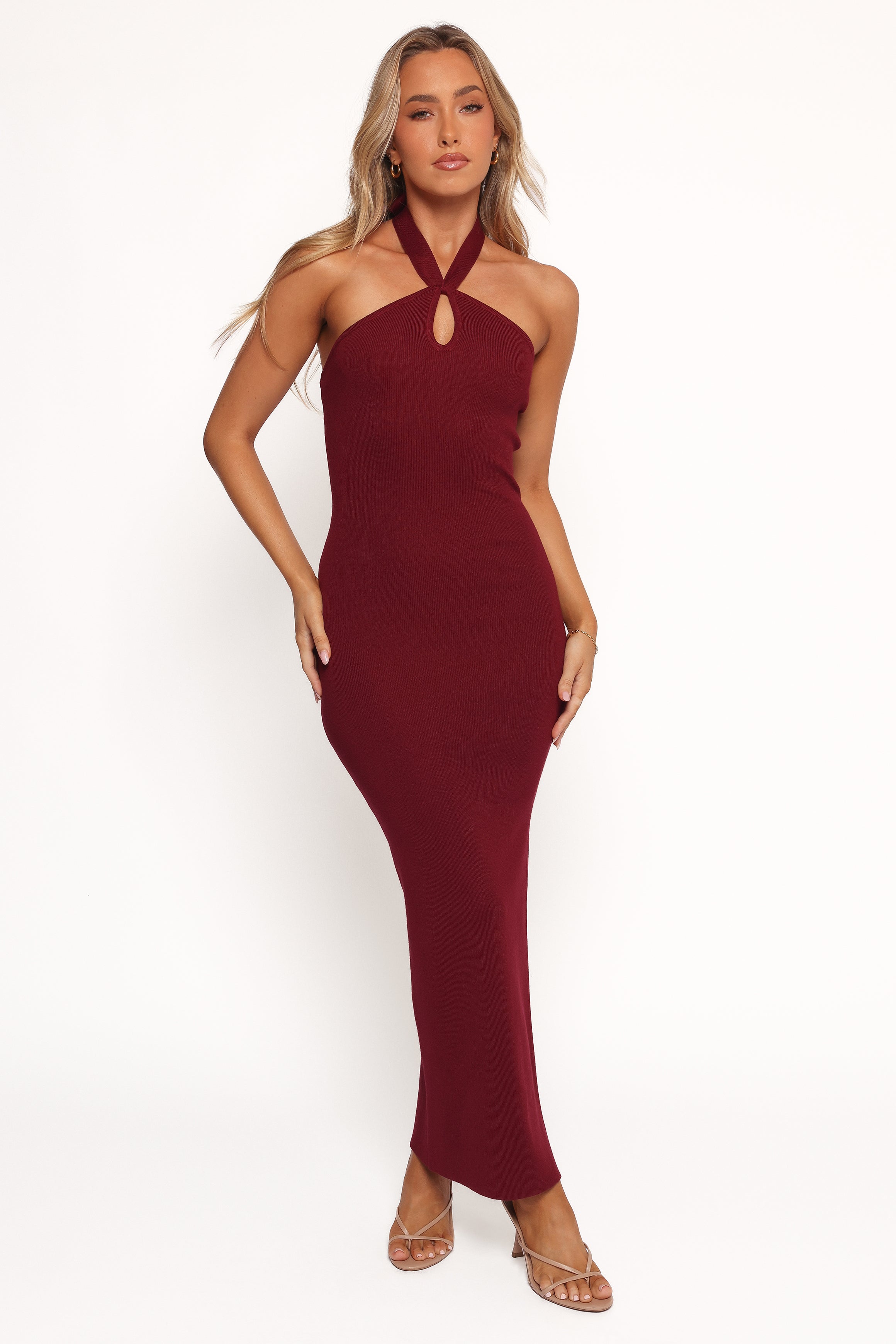 knee length dresses for ladies Cherry Velvet Midi Dress– Teuta Matoshi