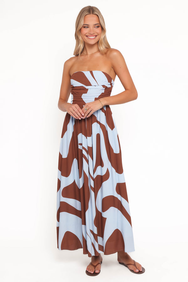 Petal and Pup USA DRESSES Nesta Maxi Dress - Brown/Blue