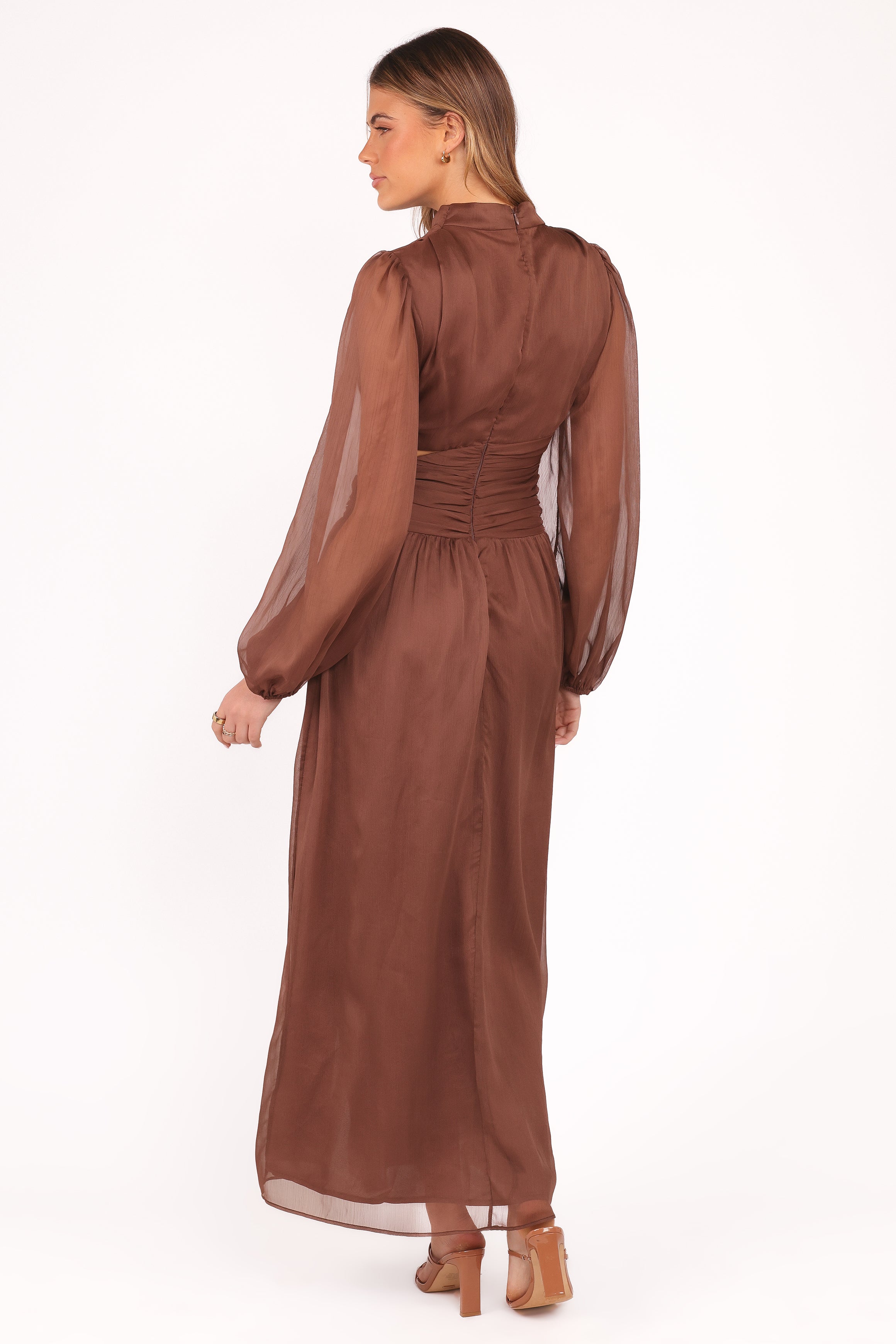 Petal and Pup USA DRESSES Neveah Long Sleeve Maxi Dress - Chocolate