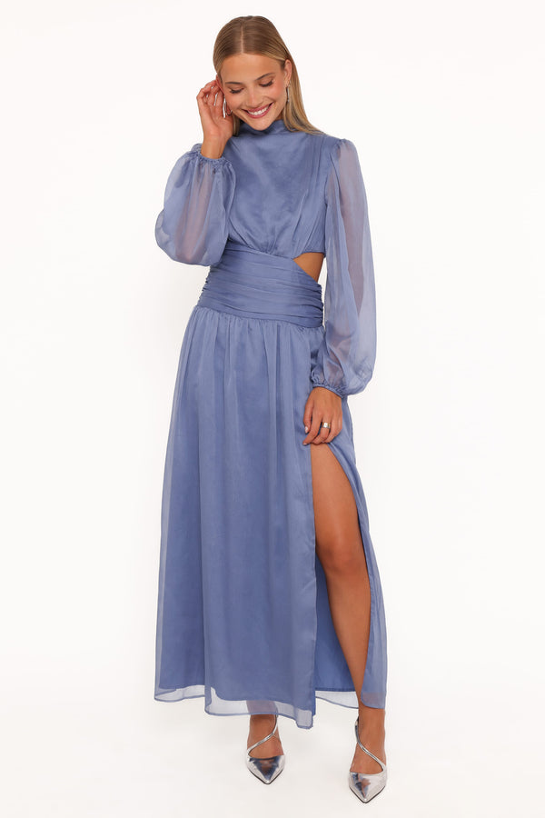 Petal and Pup USA DRESSES Neveah Long Sleeve Maxi Dress - Dusty Blue