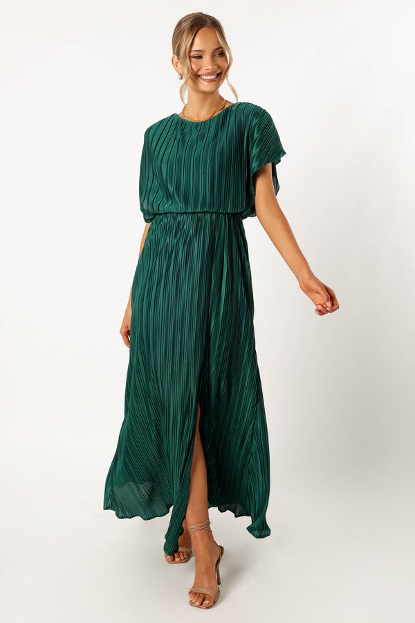 Petal and Pup USA DRESSES Neville Pleated Maxi Dress - Teal Green