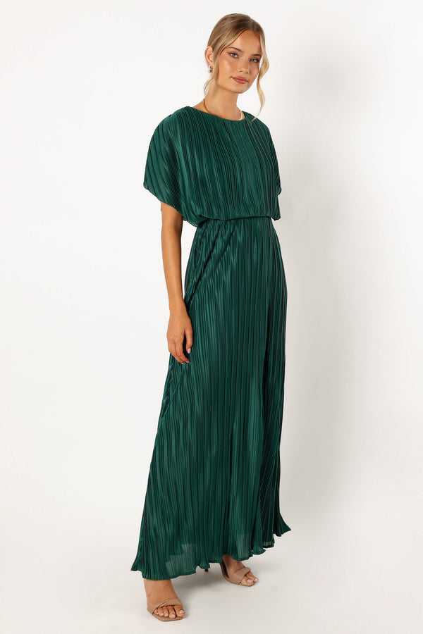 Petal and Pup USA DRESSES Neville Pleated Maxi Dress - Teal Green