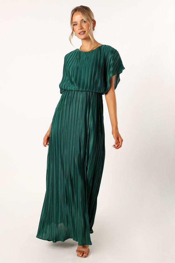 Petal and Pup USA DRESSES Neville Pleated Maxi Dress - Teal Green