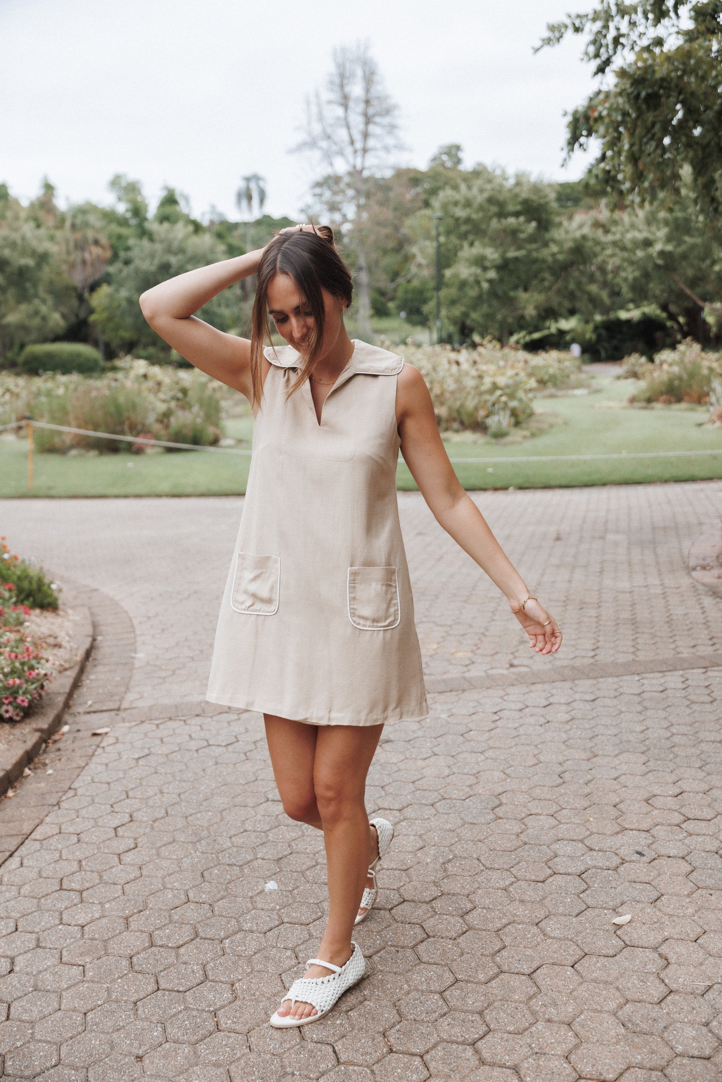 Petal and Pup USA DRESSES Newton Mini Dress - Taupe