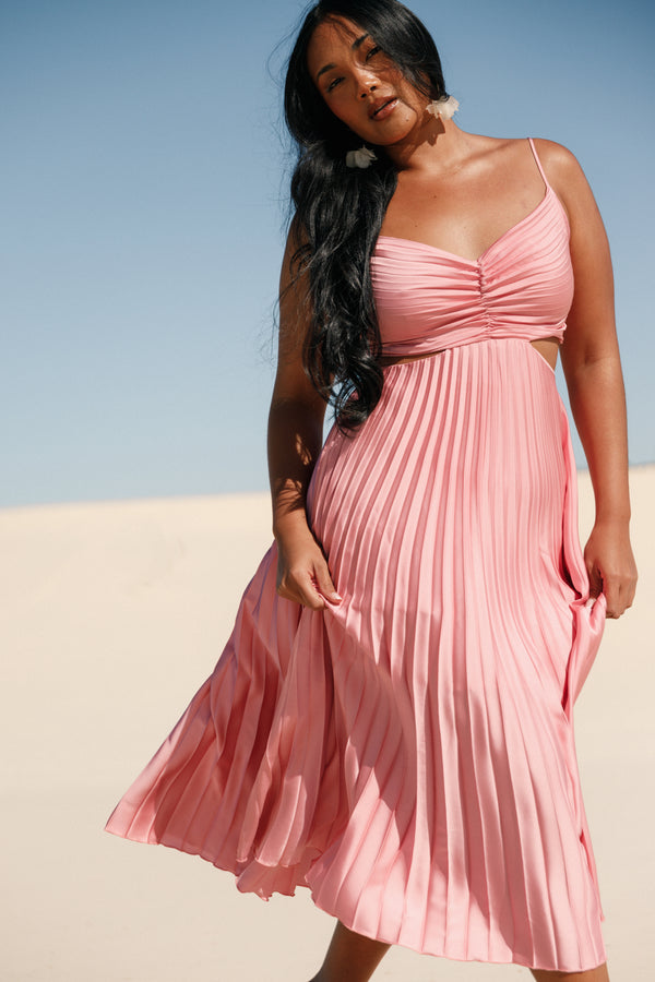 Petal and Pup USA DRESSES Niamh Midi Dress - Poppy Pink