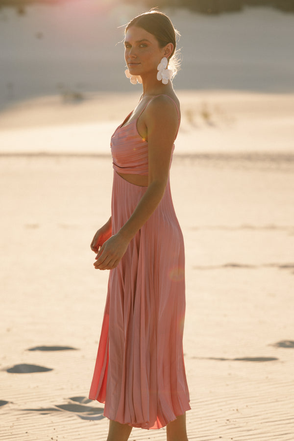 Petal and Pup USA DRESSES Niamh Midi Dress - Poppy Pink