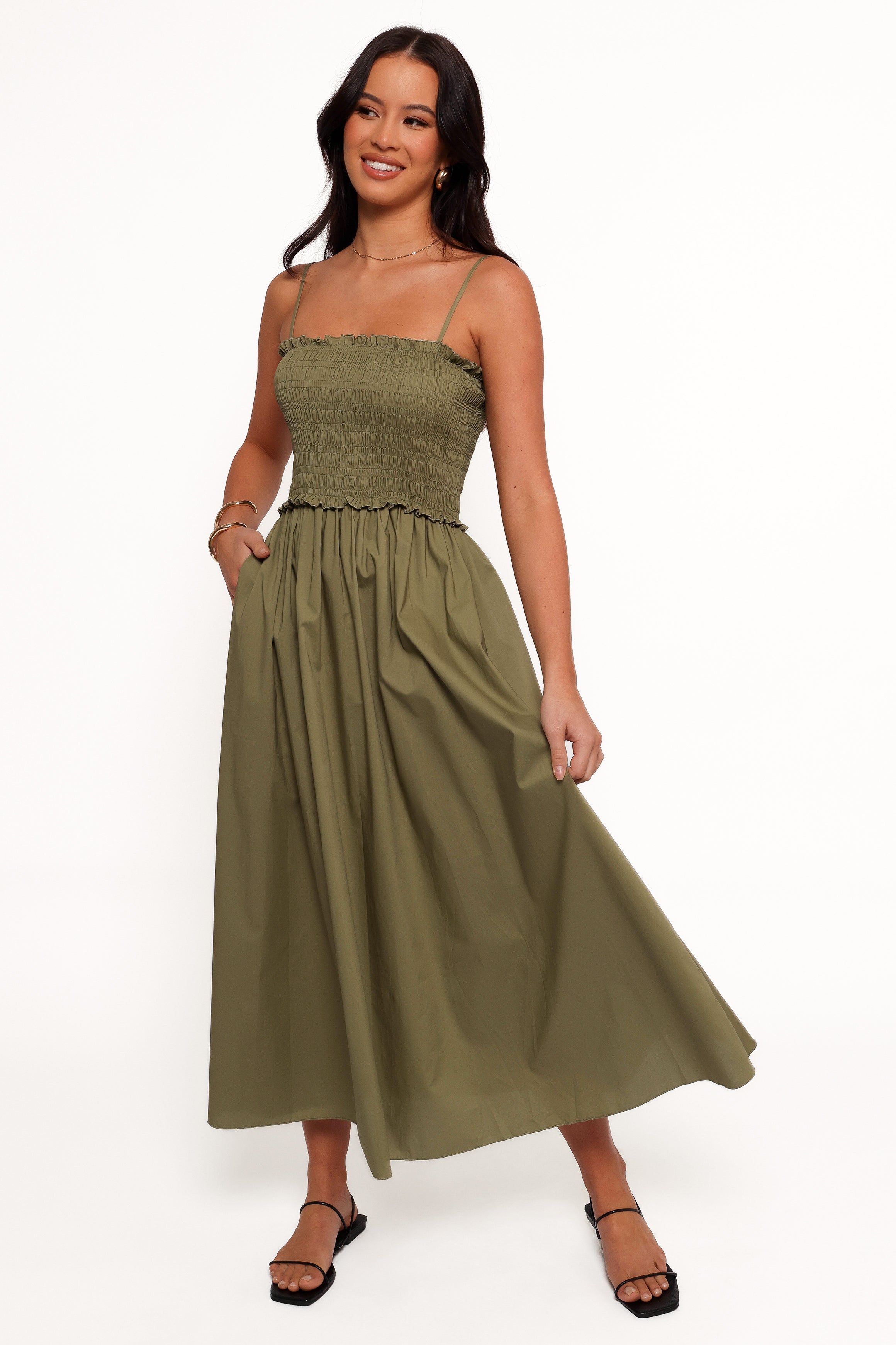 Petal and Pup USA DRESSES Nigella Maxi Dress - Olive Green