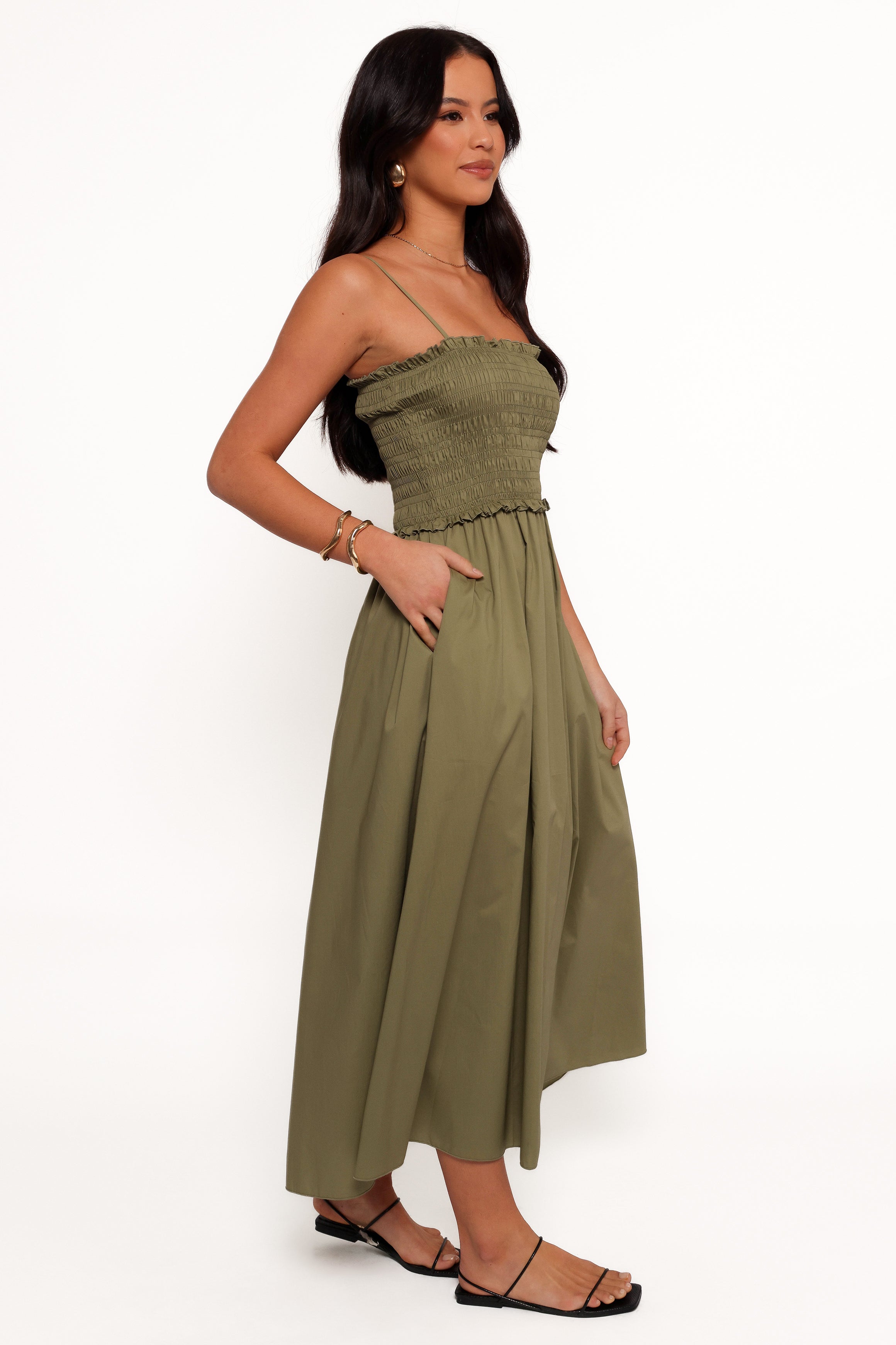Petal and Pup USA DRESSES Nigella Maxi Dress - Olive Green