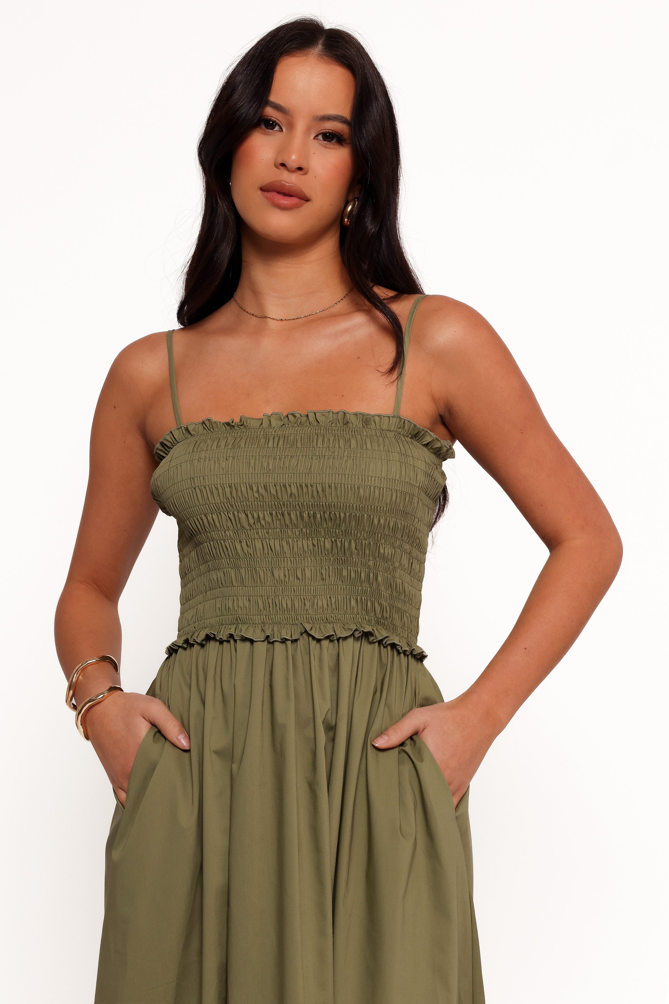 Petal and Pup USA DRESSES Nigella Maxi Dress - Olive Green