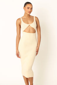Petal and Pup USA DRESSES Nita Midi Dress - Beige