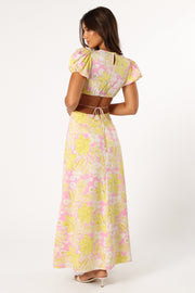 Petal and Pup USA DRESSES Noella Cut Out Midi Dress - Lime Pink