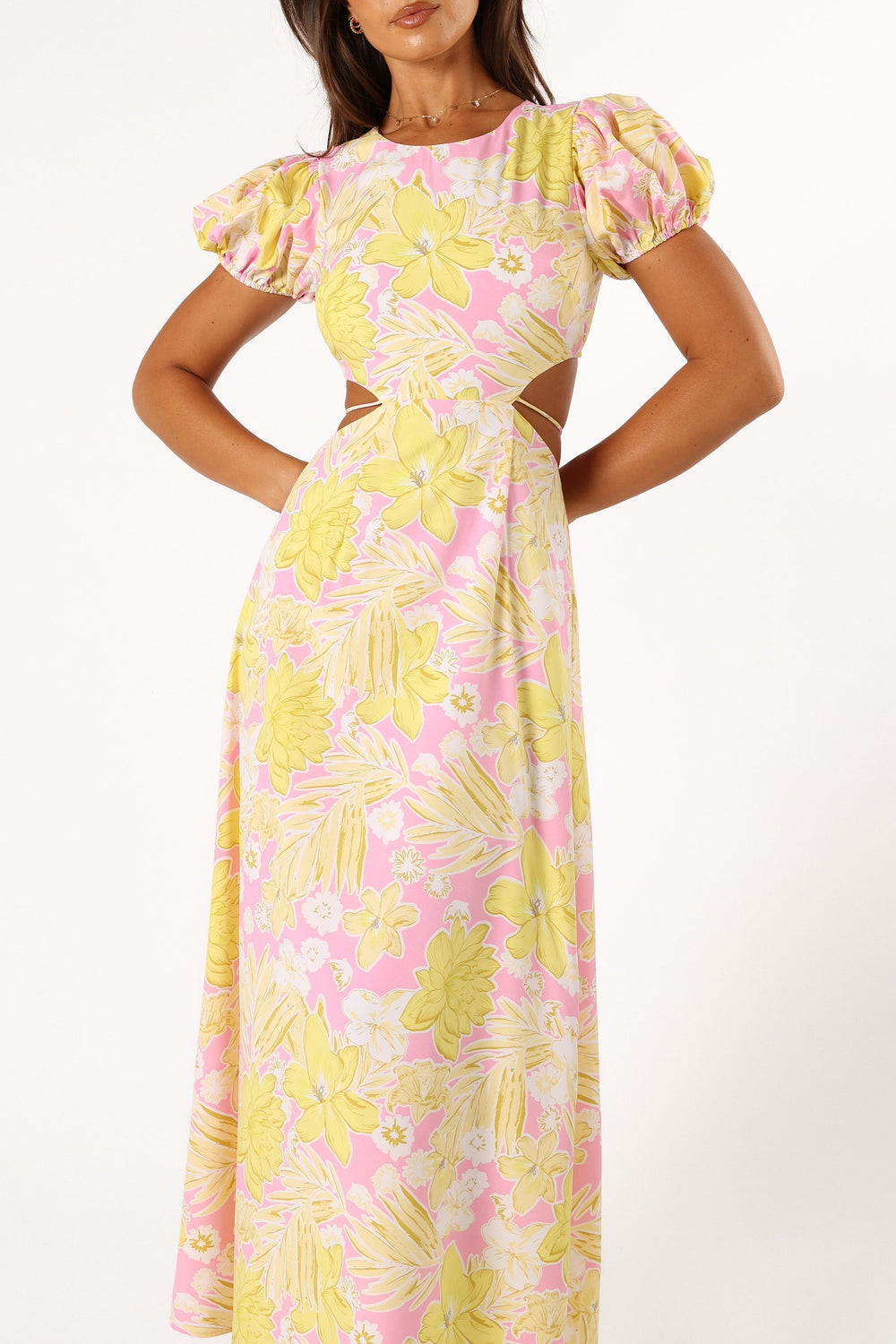 Petal and Pup USA DRESSES Noella Cut Out Midi Dress - Lime Pink