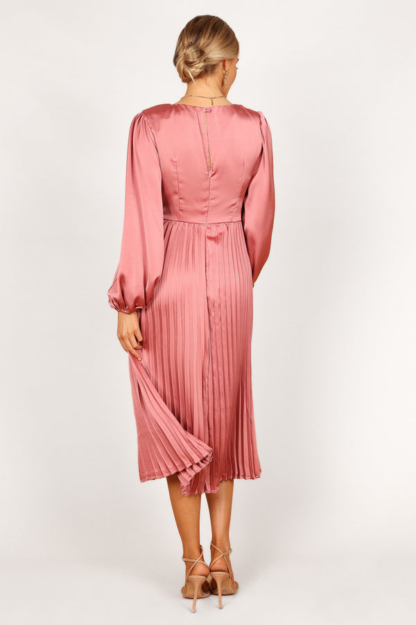 Petal and Pup USA DRESSES Noelle Twist Front Pleated Midi Dress - Blush