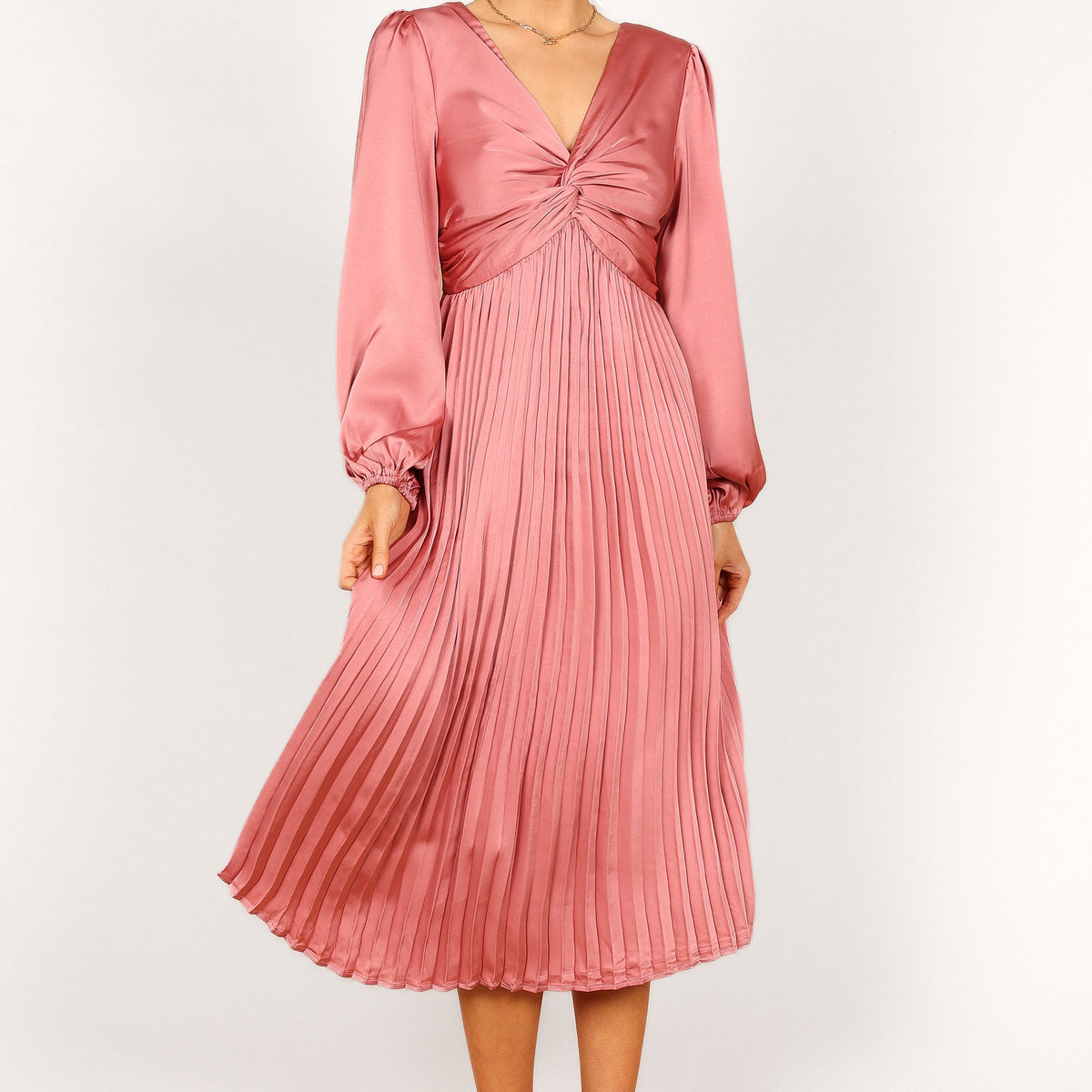 chinese dress ladies Long Sleeve Twist Front Dress Medium