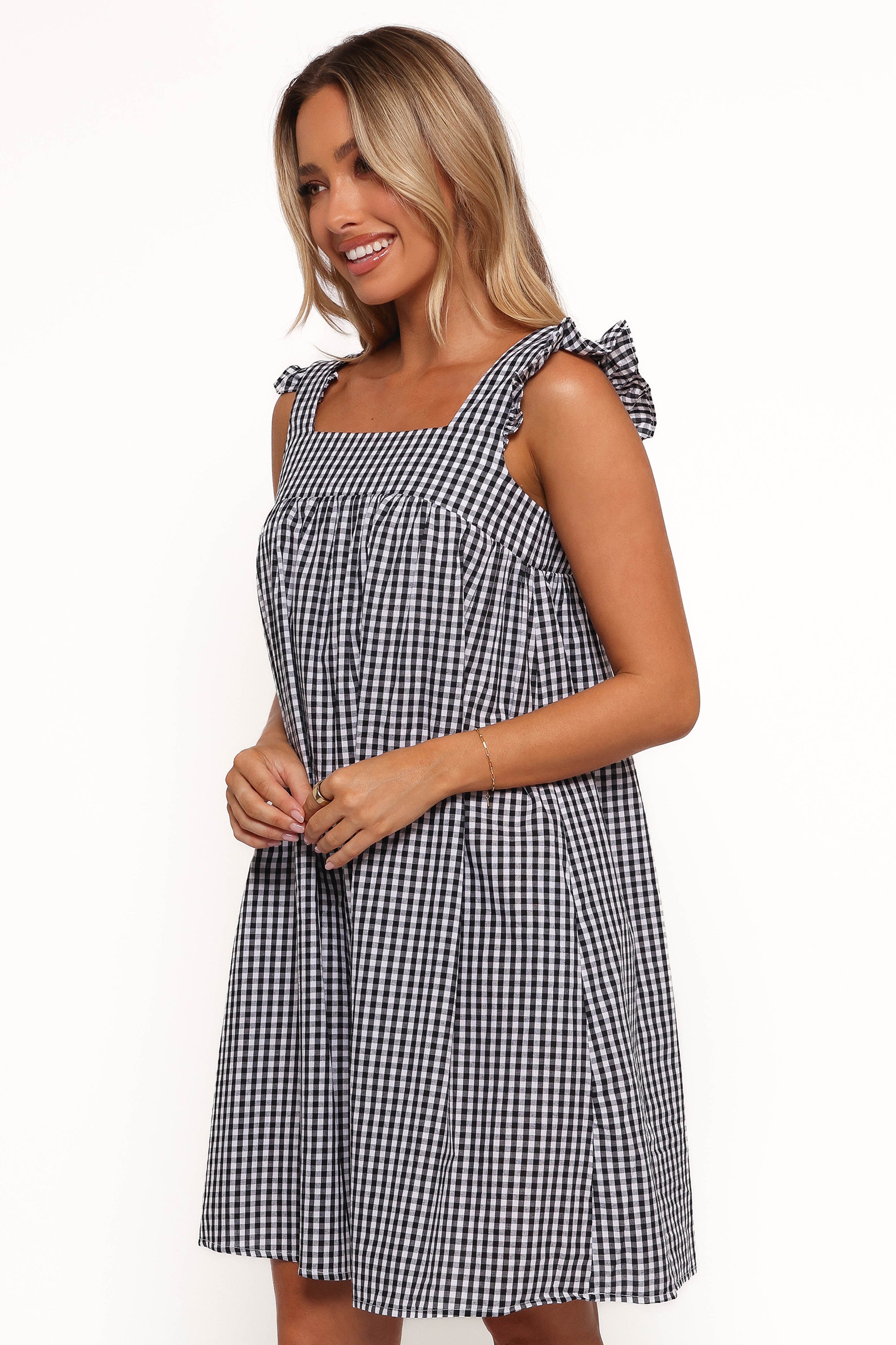 Petal and Pup USA DRESSES Nola Mini Dress - Black Gingham