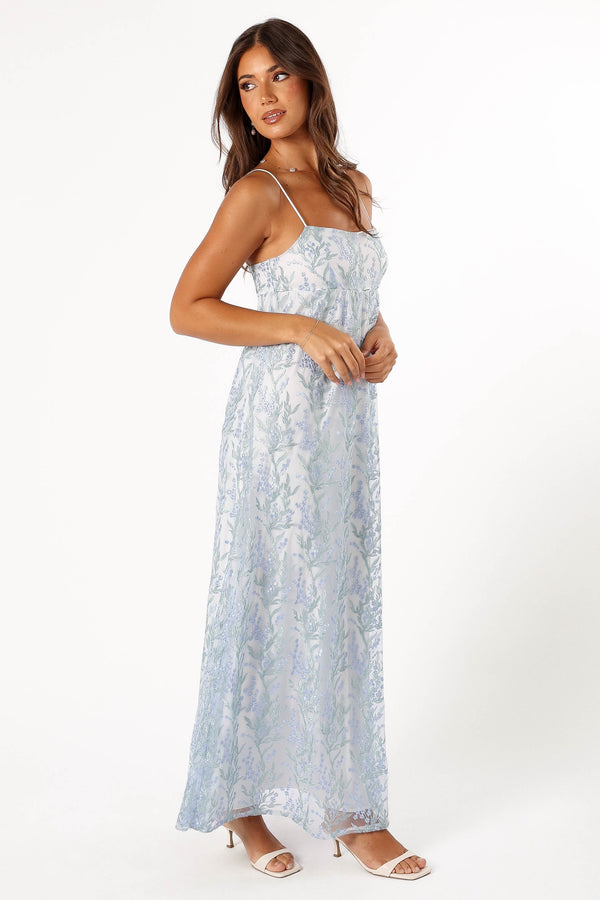 Petal and Pup USA DRESSES Nolan Maxi Dress - Blue Floral