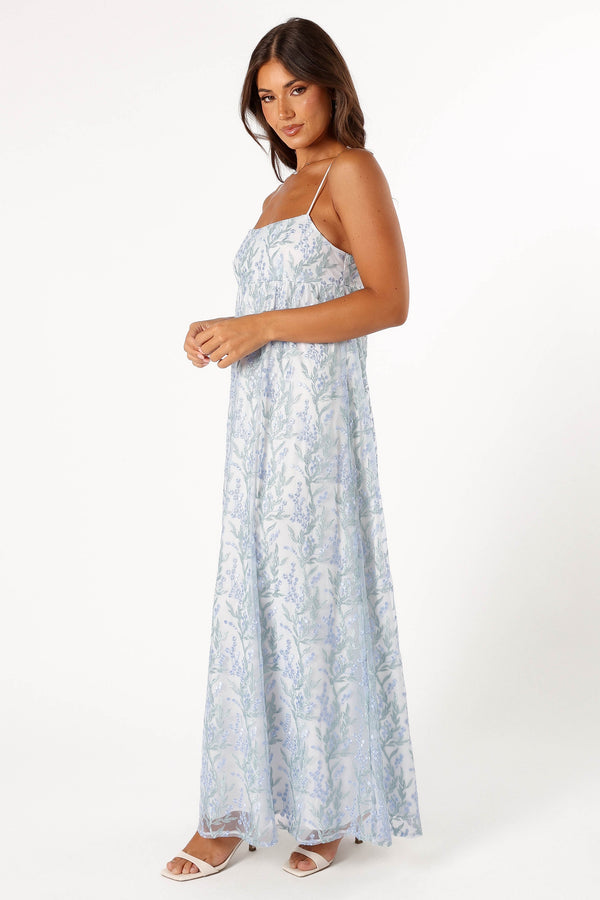 Petal and Pup USA DRESSES Nolan Maxi Dress - Blue Floral