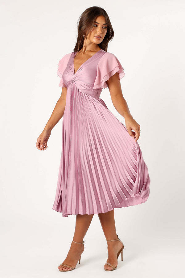 Petal and Pup USA DRESSES Nova Flutter Sleeve Midi Dress - Dusty Rose