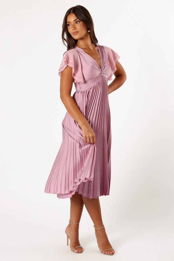 Petal and Pup USA DRESSES Nova Flutter Sleeve Midi Dress - Dusty Rose