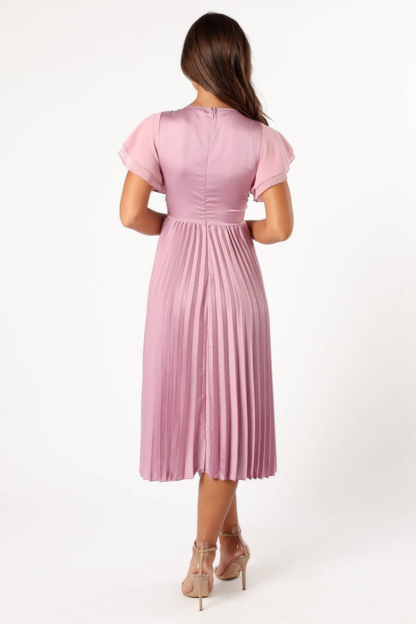 Petal and Pup USA DRESSES Nova Flutter Sleeve Midi Dress - Dusty Rose