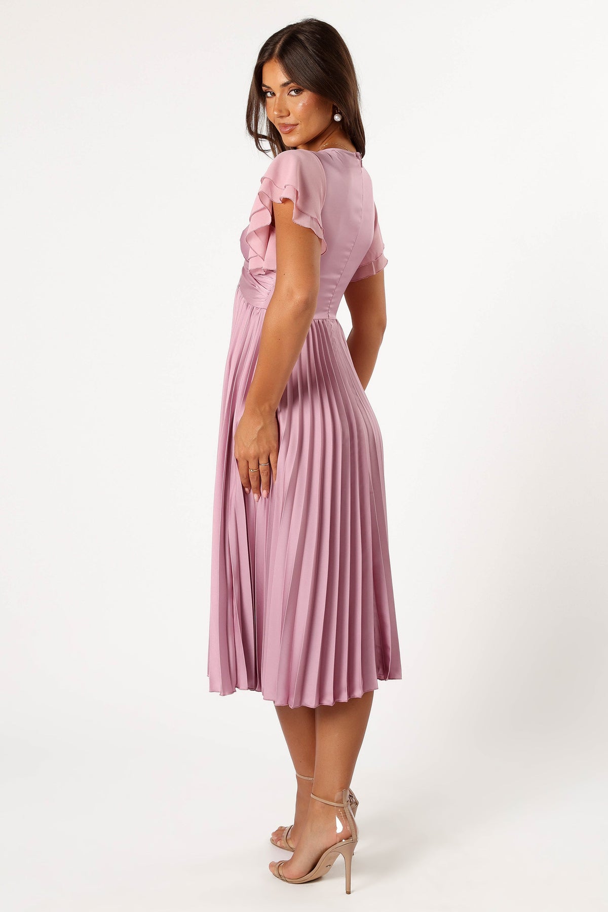 Nova Flutter Sleeve Midi Dress Dusty Rose | Petal & Pup USA