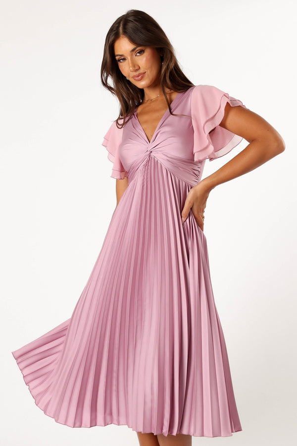 Petal and Pup USA DRESSES Nova Flutter Sleeve Midi Dress - Dusty Rose