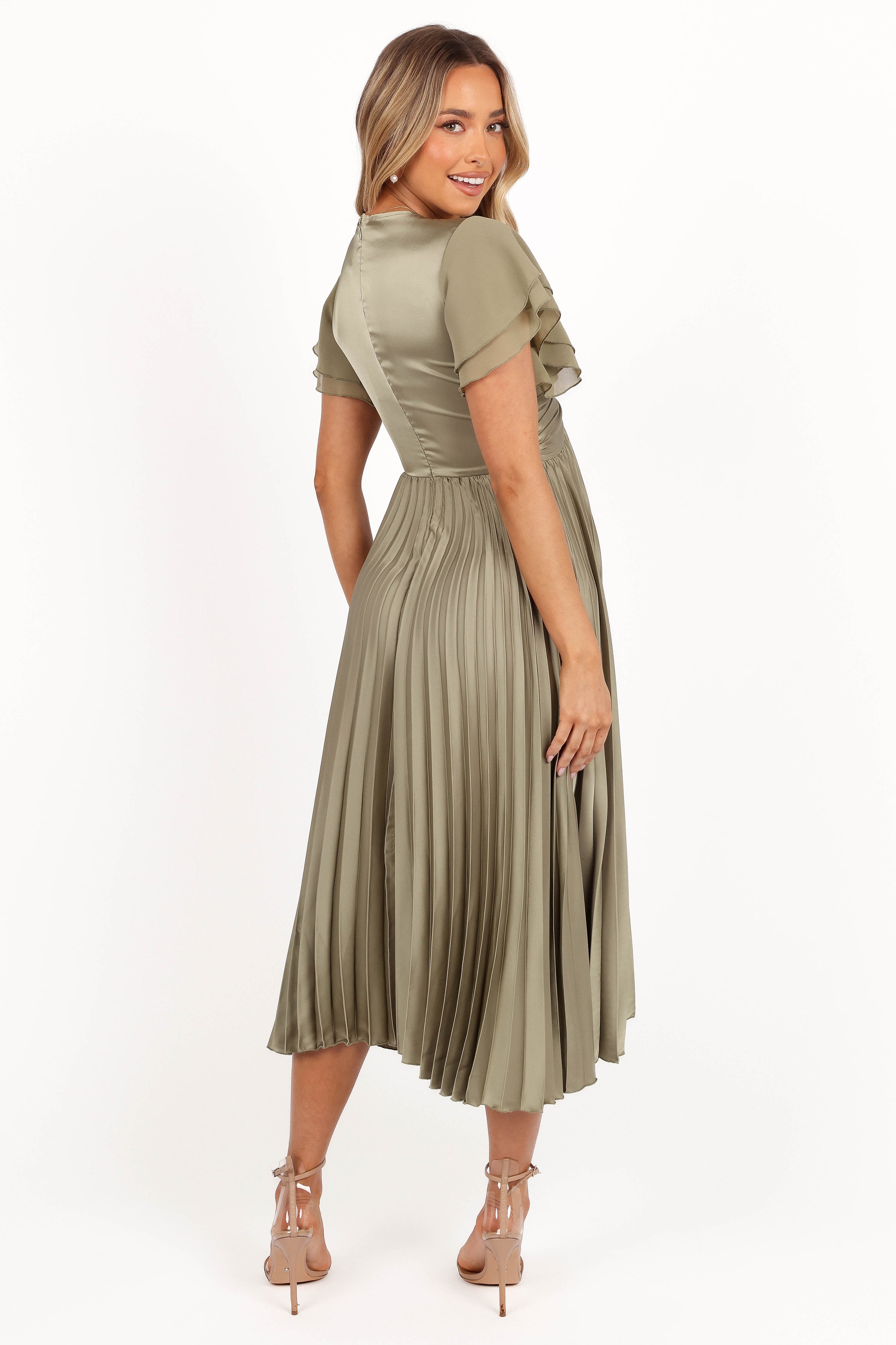 Petal and Pup USA DRESSES Nova Flutter Sleeve Midi Dress - Olive (Hold for Rack)
