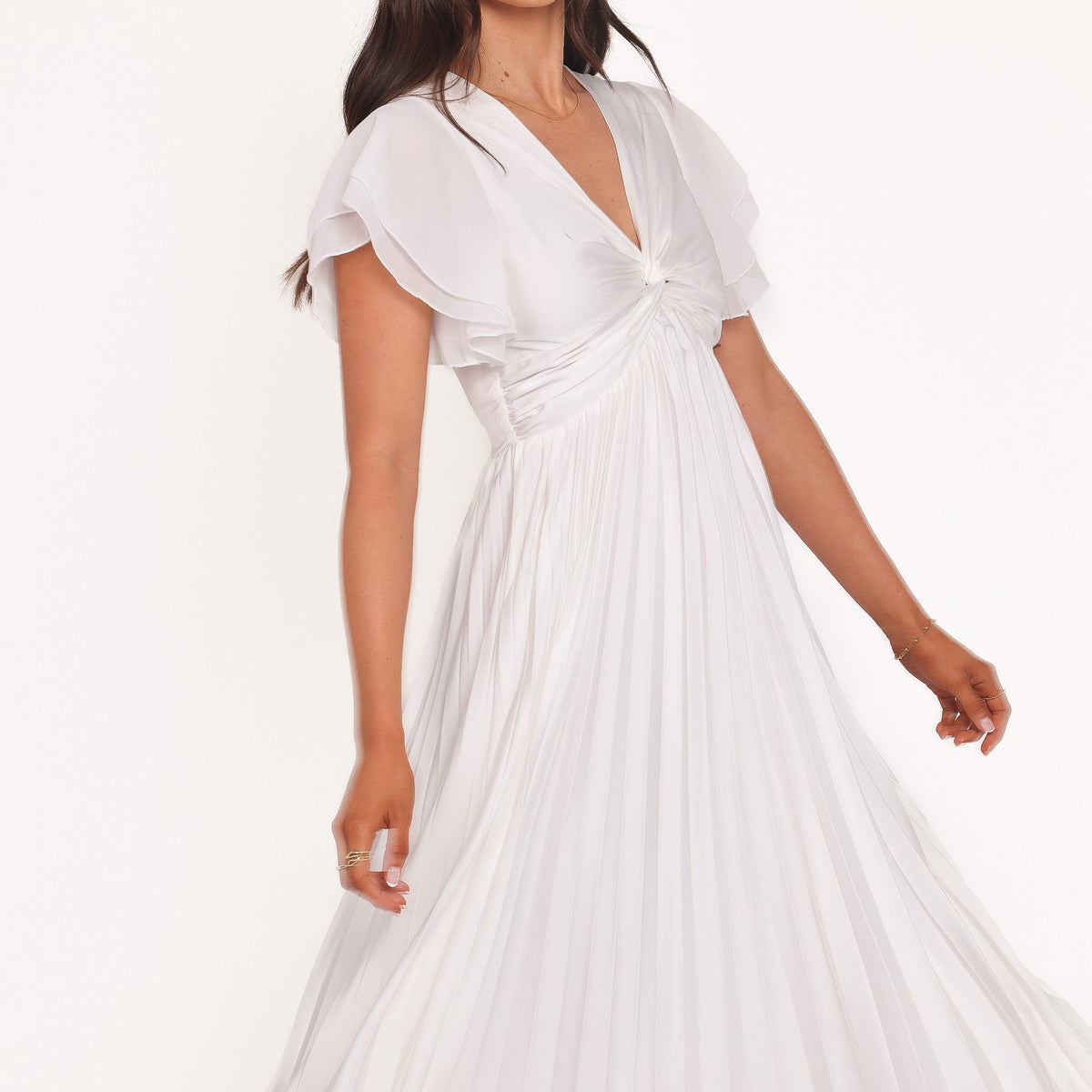 Petal and Pup Women's Nova Flutter Sleeve Dress - White