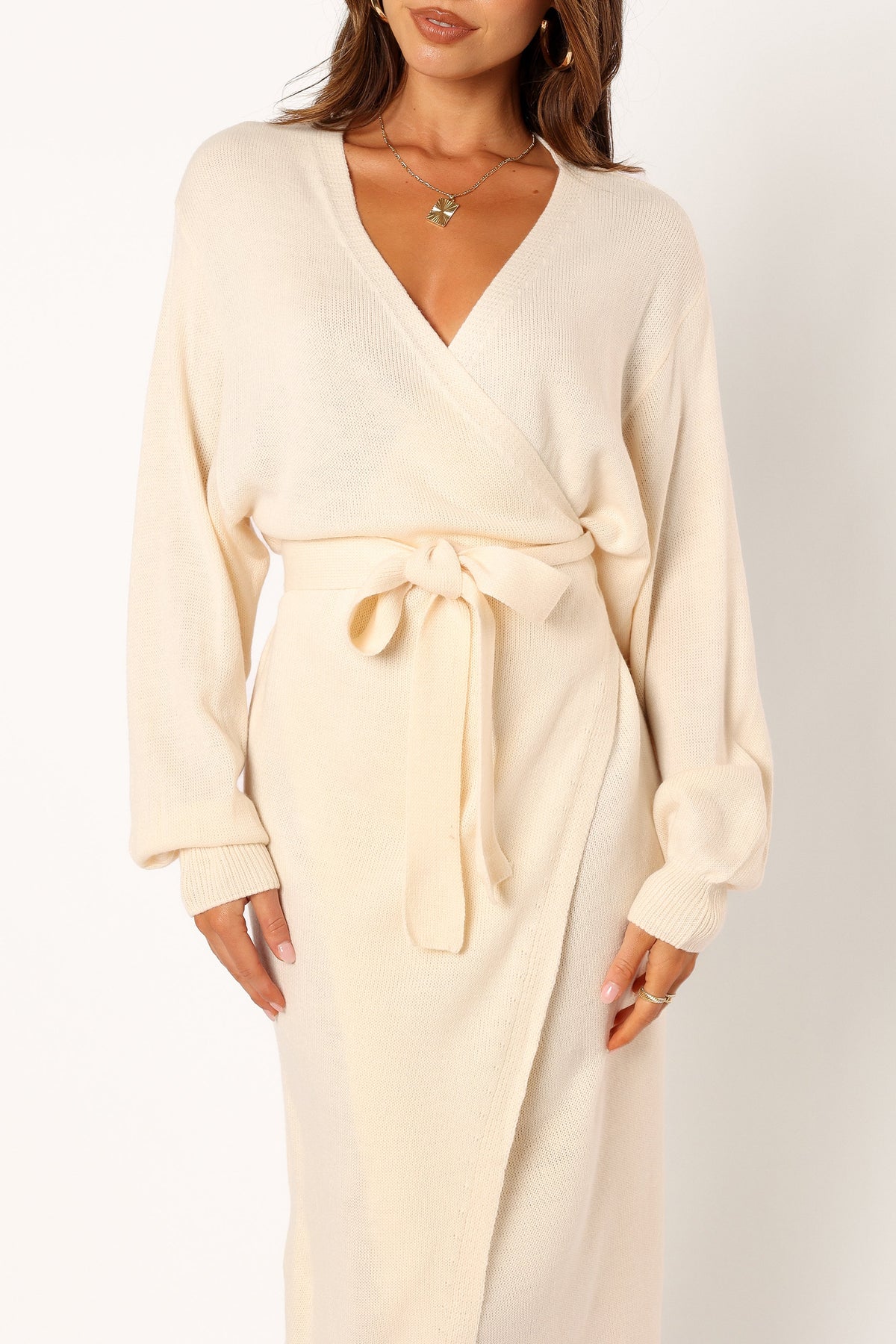 Petal and Pup Women's Nova Wrap Knit Midi Dress - Taupe Petal and Pup Women's Nova Wrap Knit Midi Dress - Taupe