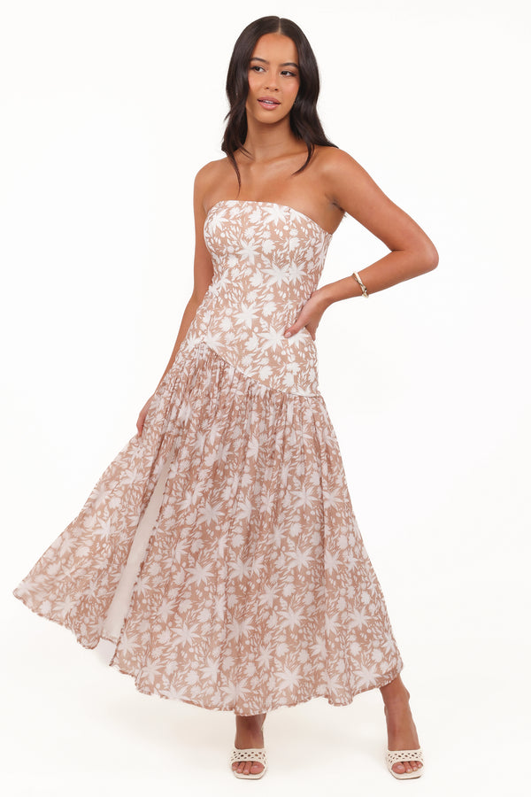 Petal and Pup USA DRESSES Nyx Strapless Maxi Dress - Mocha (Hold for Amazon)
