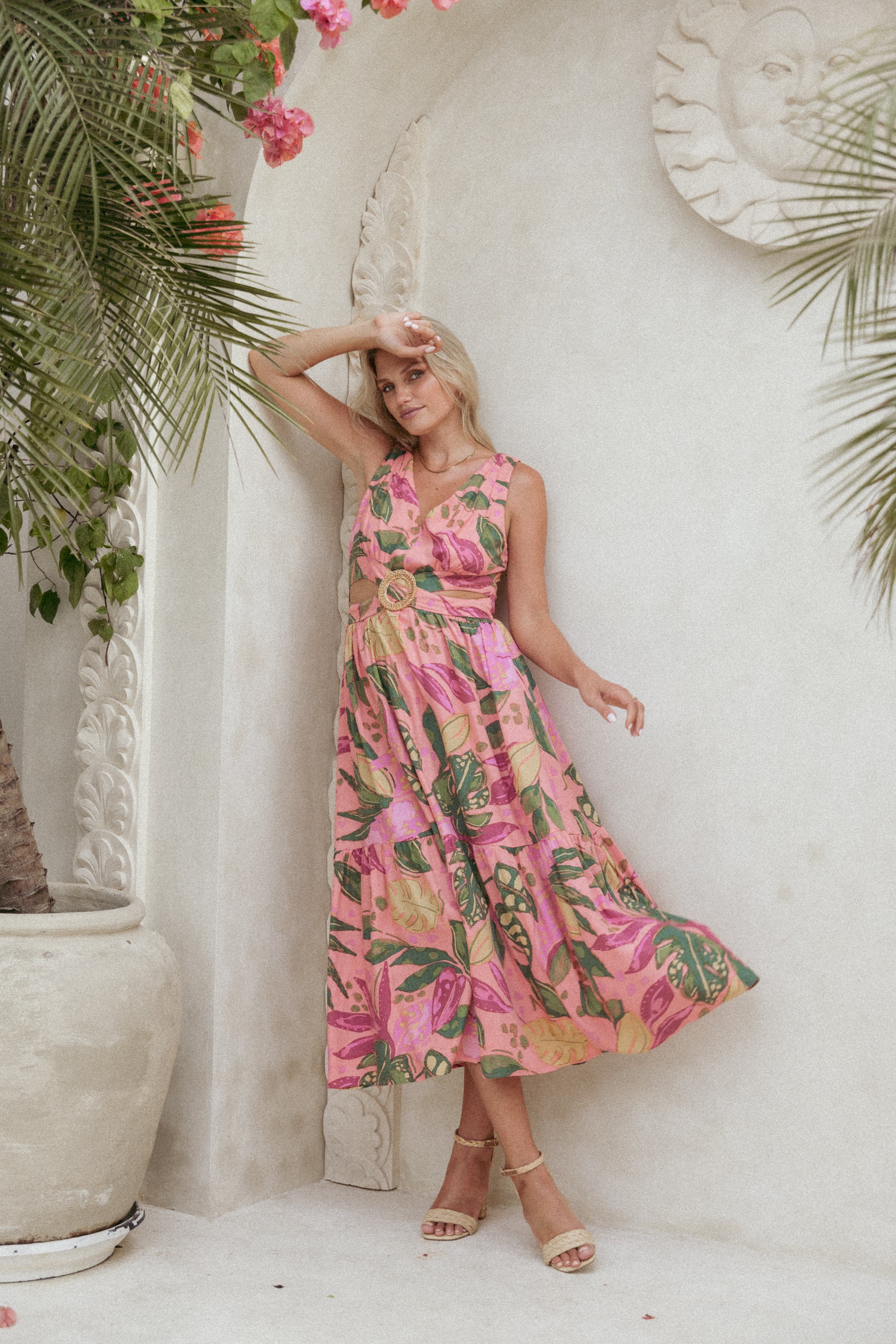 Petal and Pup USA DRESSES Oasis Midi Dress - Pink Rio