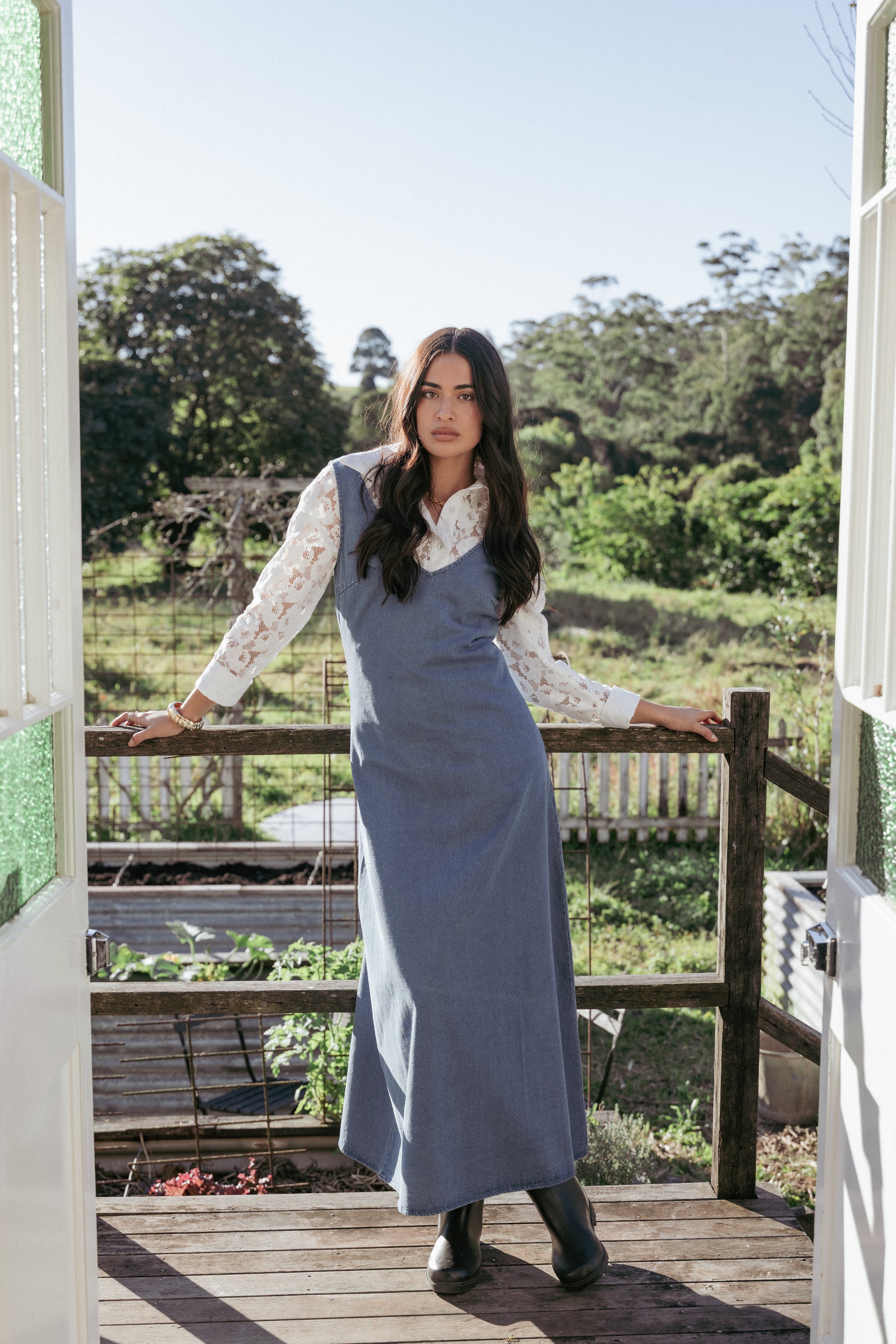 Petal and Pup USA DRESSES Odelia Denim Maxi Dress - Indigo