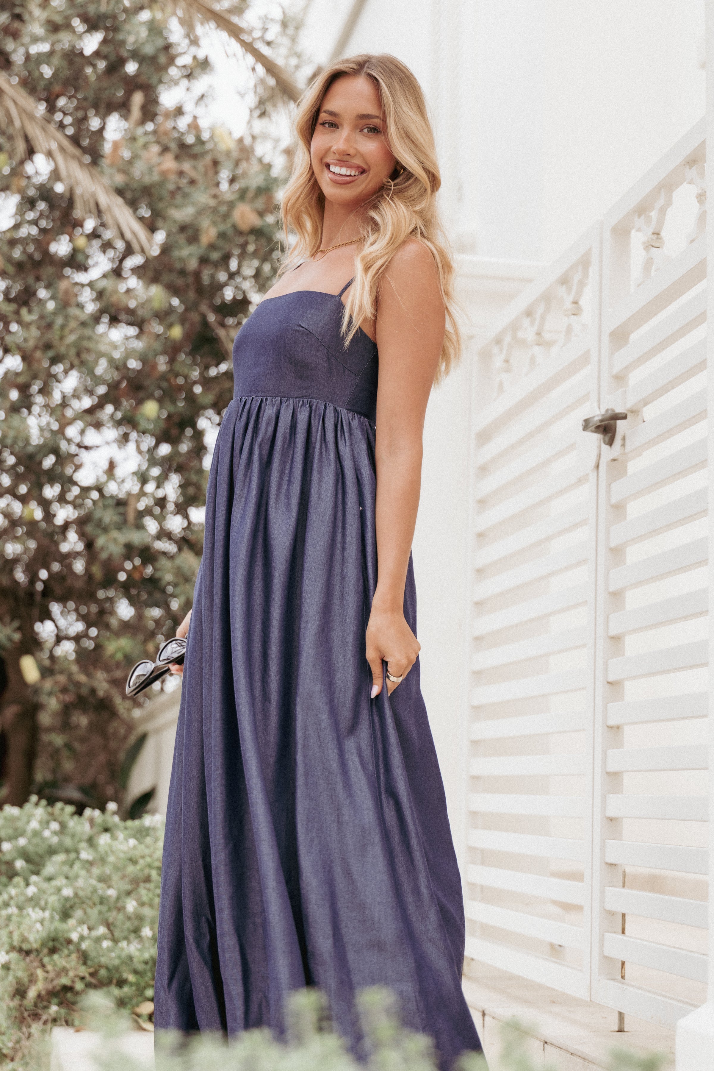 Petal and Pup USA DRESSES Odessa Maxi Dress - Dark Chambray