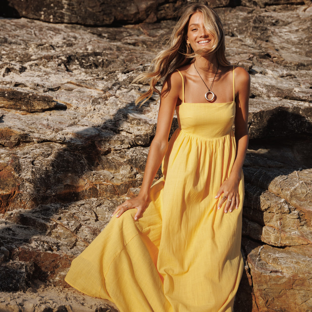 gold mango dress Aurea Mango Maxi Dress | One Shoulder Cutout Gown main image 1