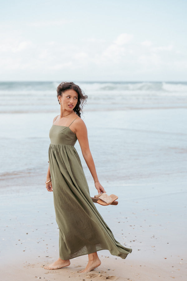 petal and pup olive green dress Petal and Pup Women's Nigella Maxi Dress