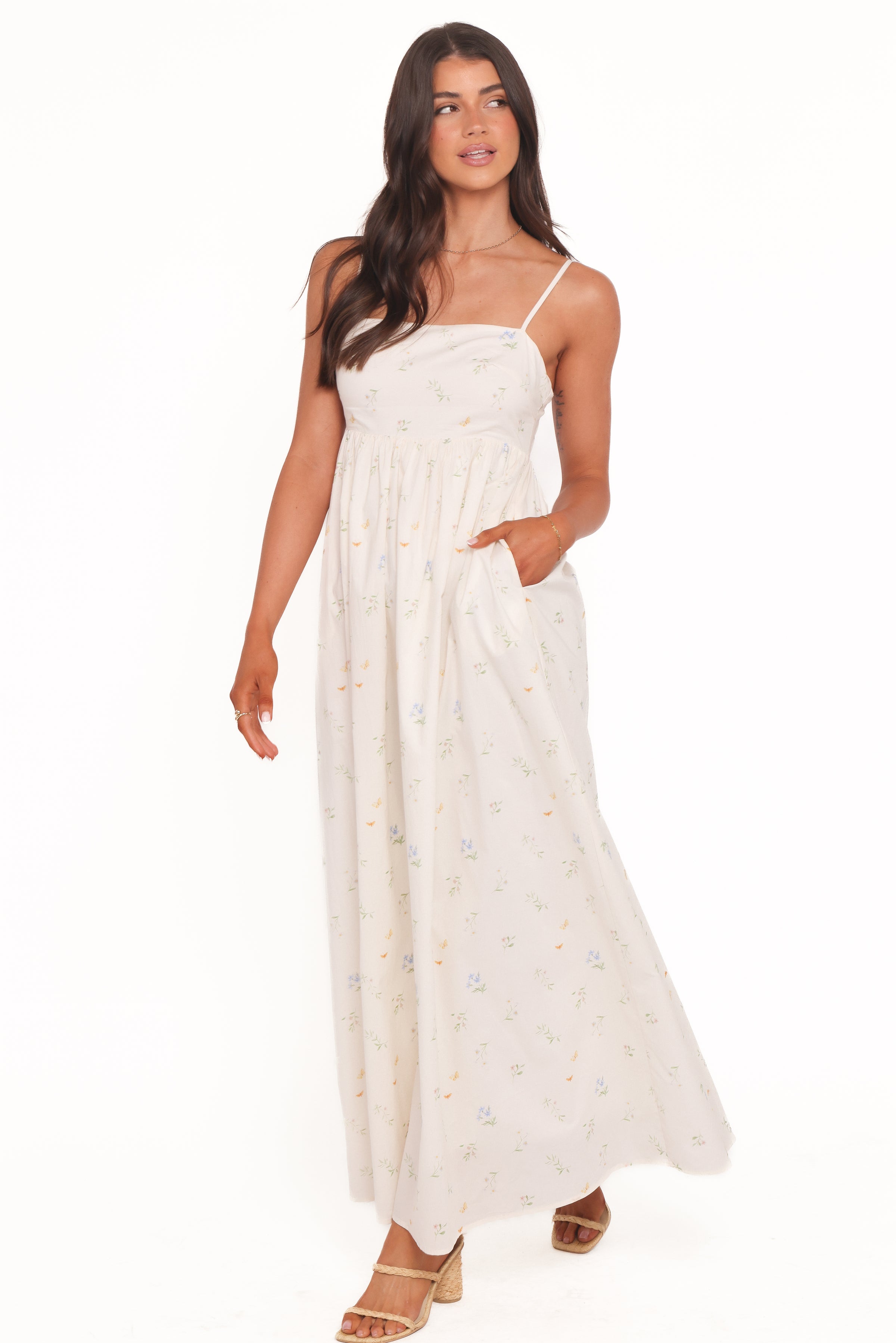Petal and Pup USA DRESSES Odessa Maxi Dress - White Floral