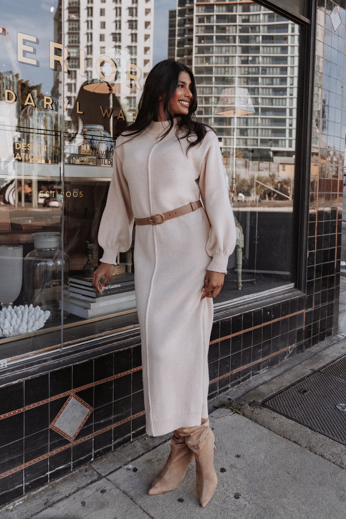 Petal and Pup Women's Odile Knit Midi Dress - Tan XL Petal and Pup Women's Odile Knit Midi Dress - Tan XL
