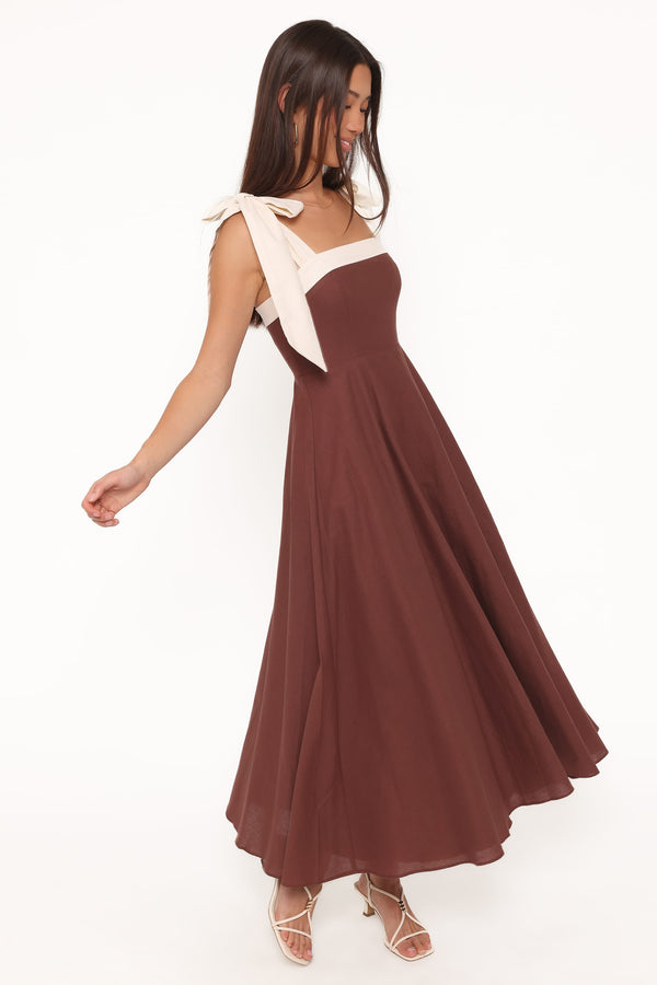 Petal and Pup USA DRESSES Olinda Midi Dress - Chocolate