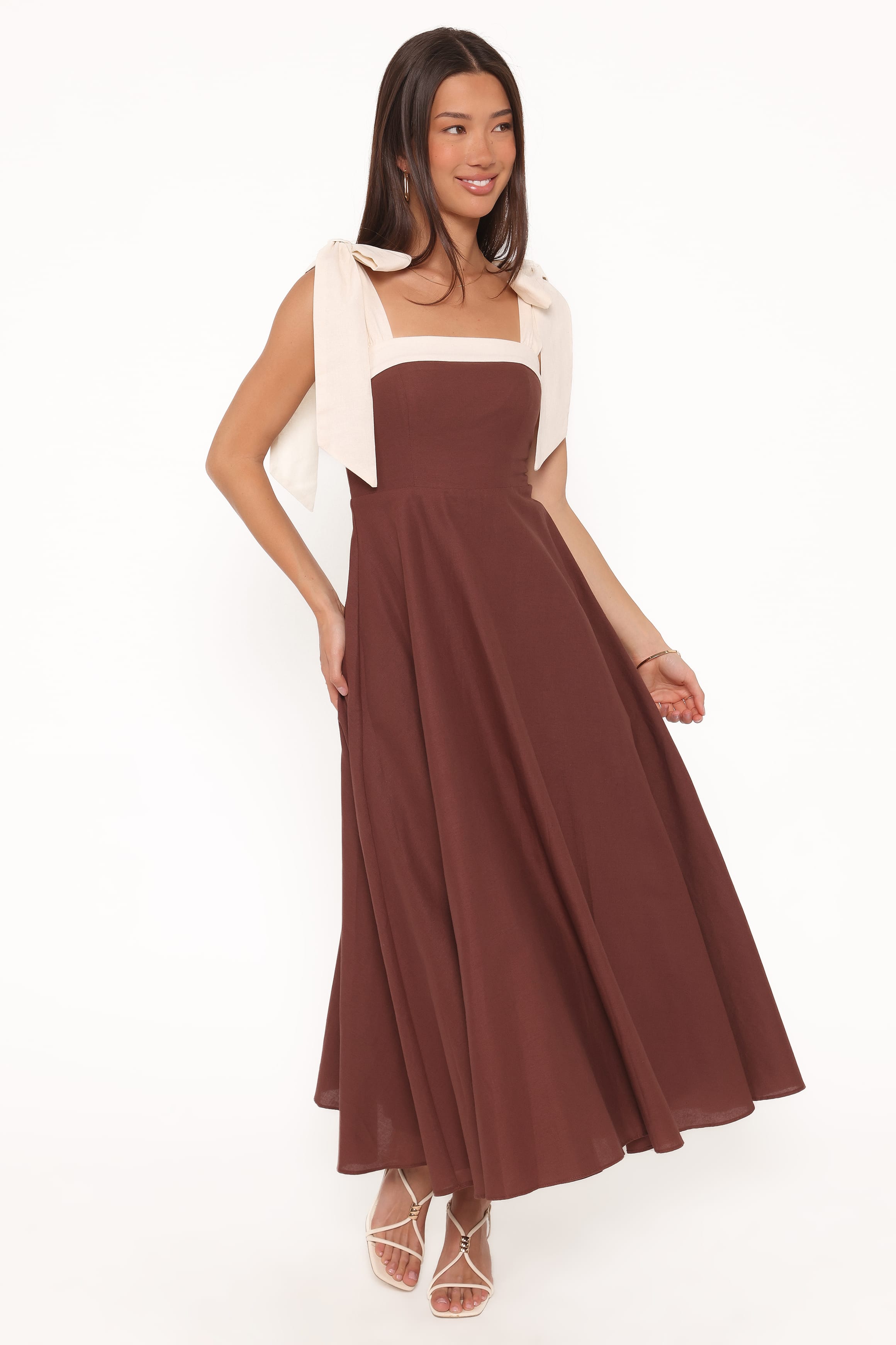 Petal and Pup USA DRESSES Olinda Midi Dress - Chocolate
