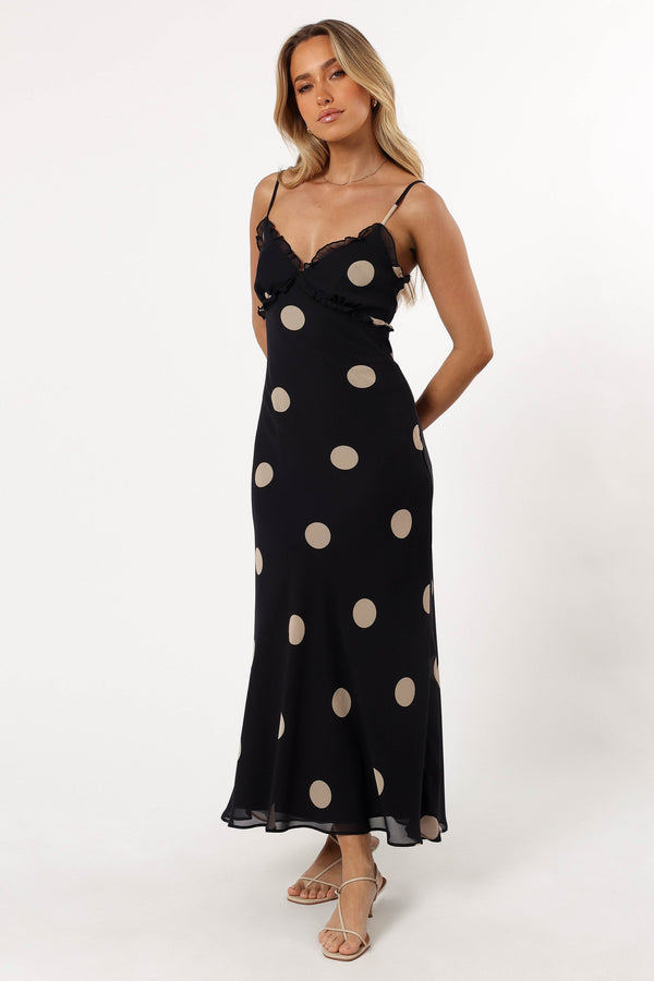 Petal and Pup USA DRESSES Ollie Midi Polka Dot Dress - Black/Cream